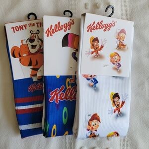 NWT Kellogg's Cereal Mascot Adult Socks Tony The Tiger Toucan Sam Snap Crackle
